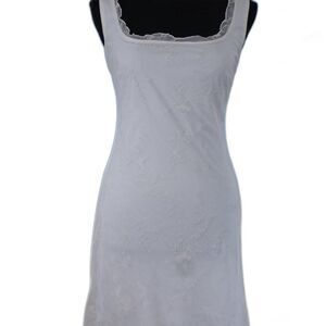 My Michelle White Floral Lace Sheer Overlay Lined Mini Dress